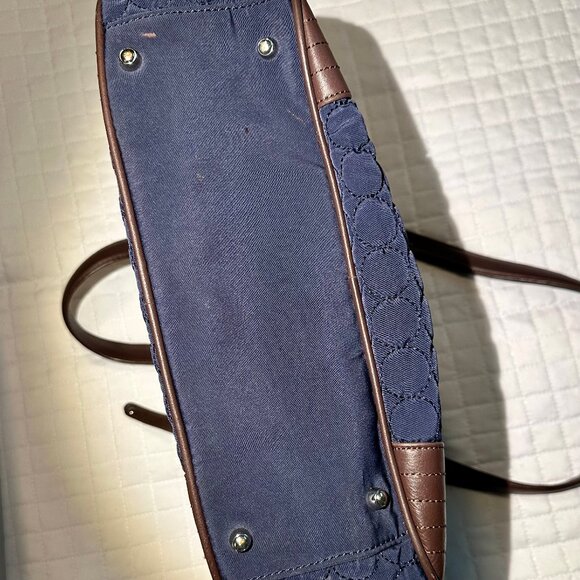 Vera Bradley WILDWOOD PARK Large Navy Quilted Leather Trim Travel Shoulder Bag - Picture 5 of 12